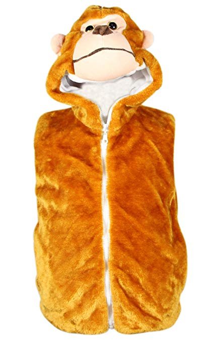 Fashion Vest with Animal Hoodie for Kids Brown 640506-08 Medium Dress Up Costume Monkey Fashion Vest with Animal Hoodie for Kids Brown 640506-08 Medium Dress Up Costume Monkey